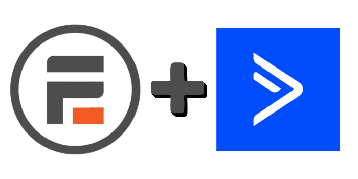 This image features two logos side by side with a plus sign (+) in the center, indicating an ActiveCampaign plugin for WordPress. On the left is the logo of Formidable Forms, featuring a bold "F" in a circular frame, and on the right is the logo of ActiveCampaign, characterized by a white arrow-like symbol on a blue square background.