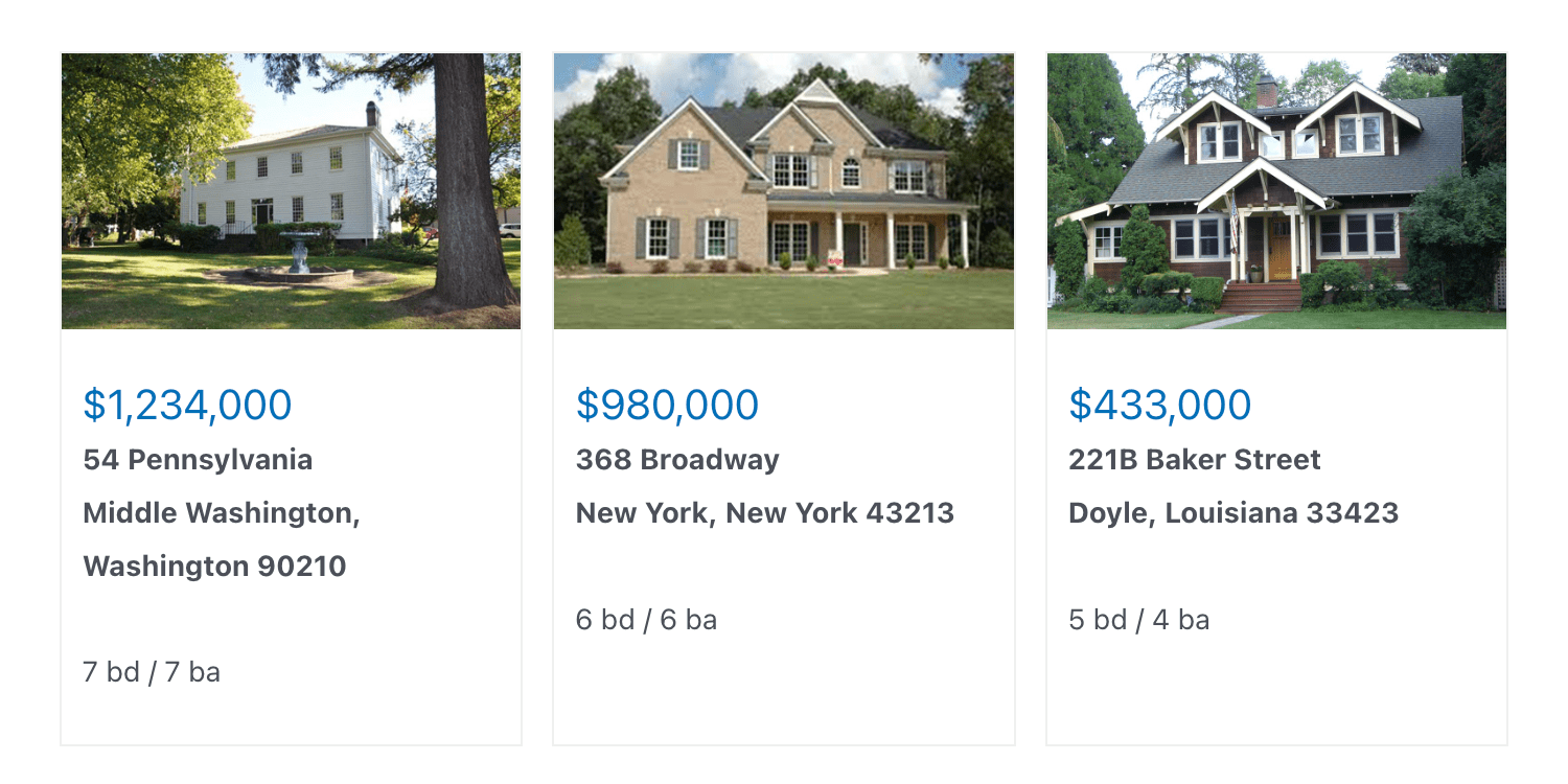 Real estate listing template demo